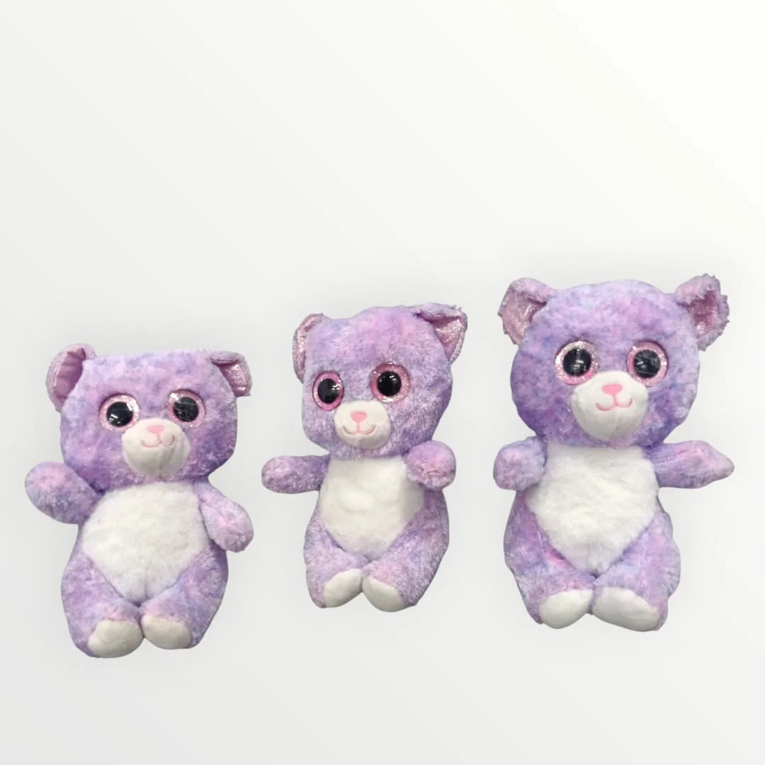 Cute Teddy Glitter Eyes Soft Stuffed Plush Toy for Kids Boys & Girls Birthday Gift (Size: 20 cm Color: Purple) - 10638