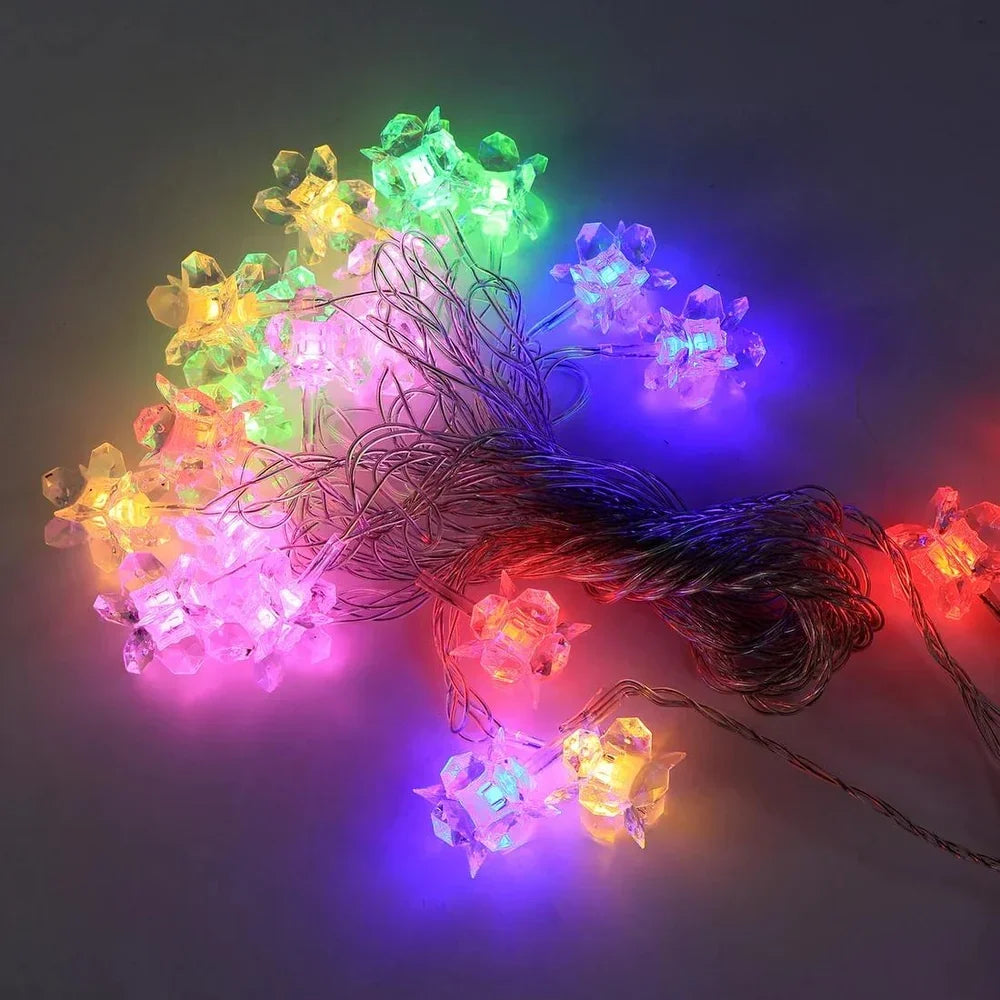 Crystal Flower LED Decorative String Light, Multicolor and Golden Color {Random Design} - 020966