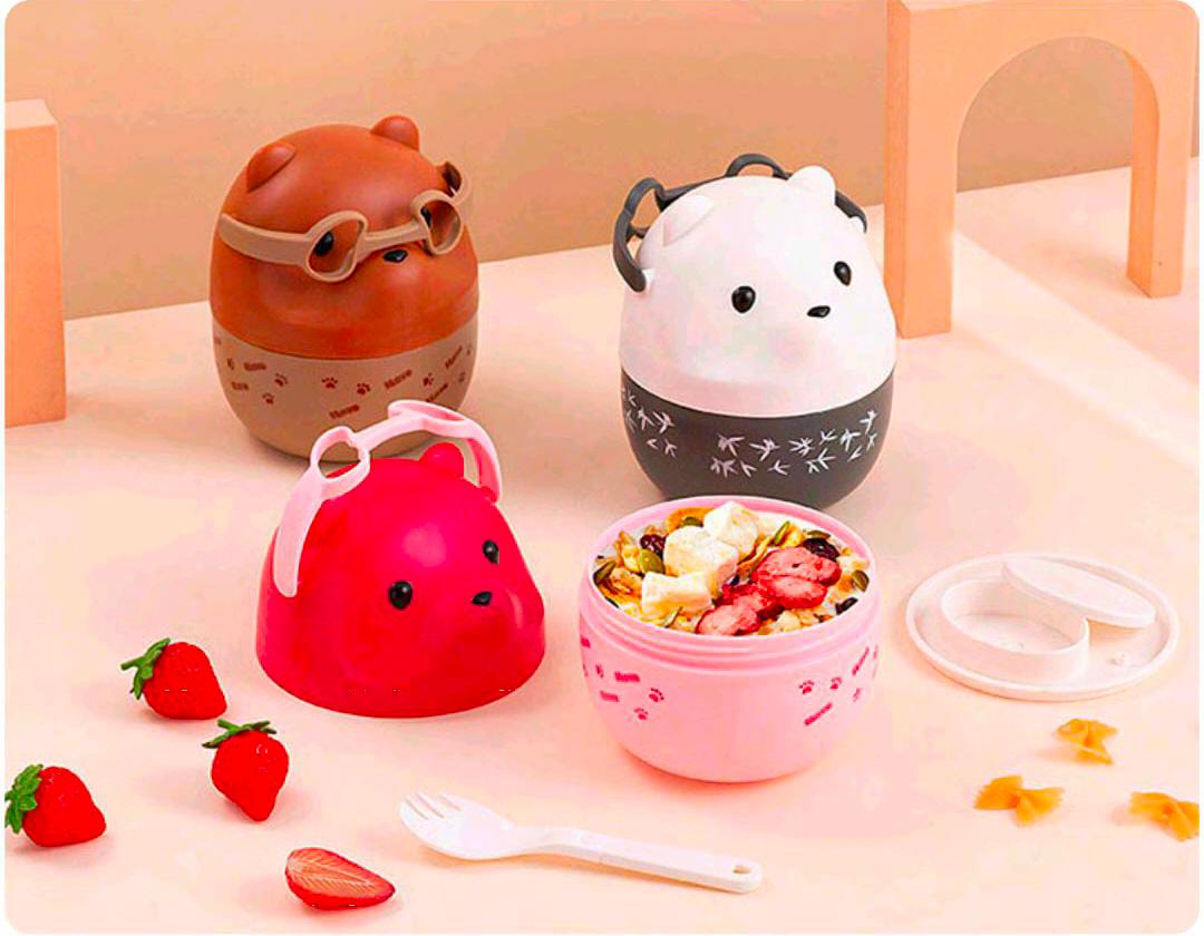 Cartoon Lunch Box with Handle for Kids, Leak Proof Microwave Safe Tiffin Box for Boys, Girls (Multi Color) - 20515
