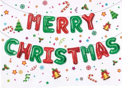 Merry Christmas foil Balloon [Red-Green] - 7059