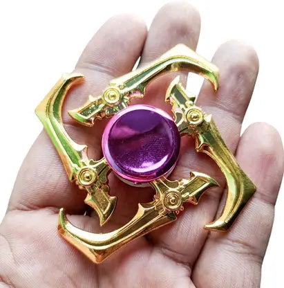 {1 Pcs} Random Design Gold Finger Hand Spinner Fidget Spinner Toys for Kids (Gold} - 10373