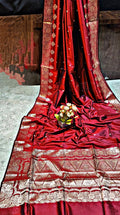 Radiant Red Monipuri Resham Silk Saree – Handcrafted Luxury with Silk Mark & Blouse Piece