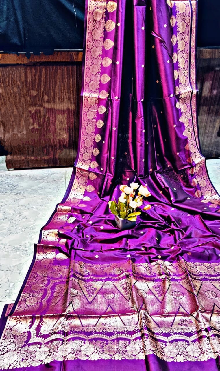Vibrant Purple Handcrafted Monipuri Resham Silk Saree – Silk Mark Certified with Blouse Piece