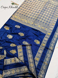 Royal Navy Minakari Khaddi Silk Saree – Handcrafted Luxury with Timeless Elegance
