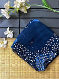 Royal Navy Blue Pure Chiffon Handcrafted Stone Work Bridal Bollywood Party Wear Saree with Designer Blouse Piece