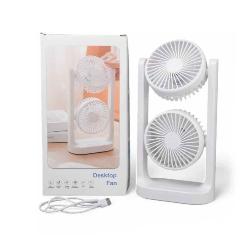 360 Degree Rotation Illuminated Dual Desktop Fan with 3 Speeds - 20177