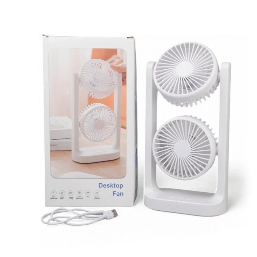 360 Degree Rotation Illuminated Dual Desktop Fan with 3 Speeds - 20177
