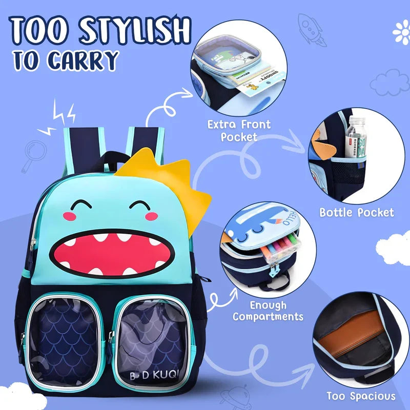 Cartoon Backpack: Cute Trendy Prints, Suitable for Boys & Girls Size=32*23*15 Cm {Random Design} - 20406