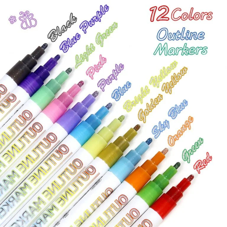 Line Painter Marker 6 Pcs Double-line Contour Marker Pen - 606