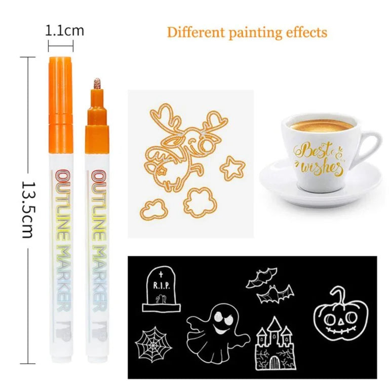 Line Painter Marker 6 Pcs Double-line Contour Marker Pen - 606