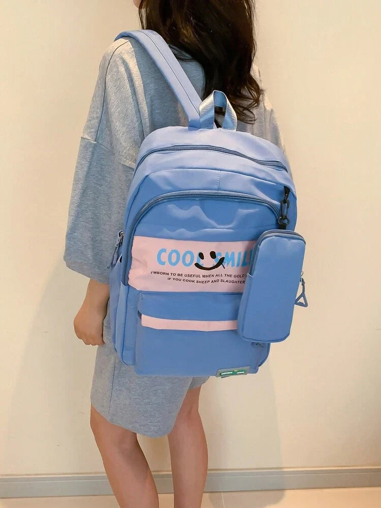 College Bag for Girls & Women | Lightweight Resistant College School Bag | Travel Daypack with Front Pocket & Side Compartments {Random color} 43*27*15 Cm - 20458