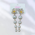 Flower With Small Pearl shape Dangle Earring - 10799
