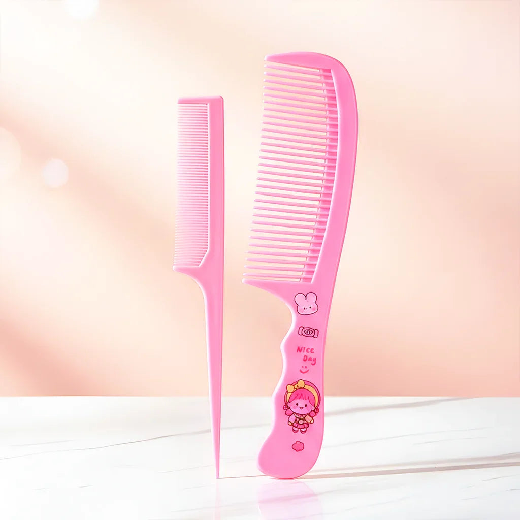 3012-2 Mix-Design Cute Graphic Printed Hair Comb Set of 2
