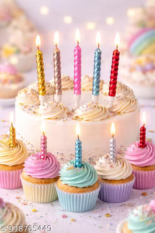 (6 Pcs) Shiny Spiral Party Candles (Multicolor) - 20758