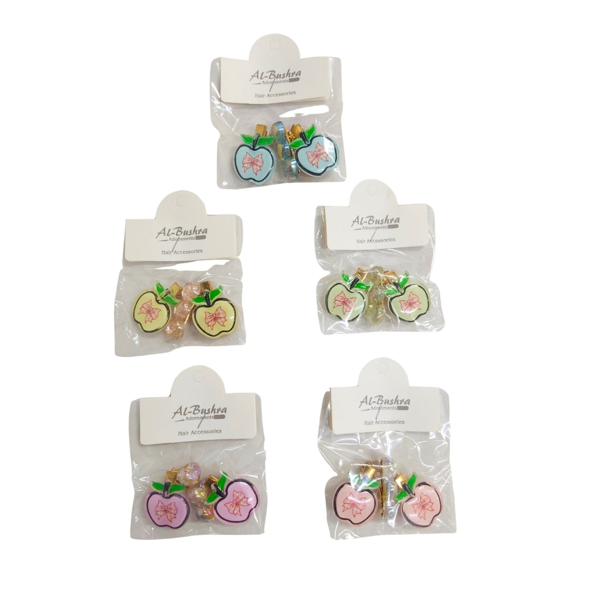 Apple Hair Clips with 1 heart clip  Accessories for Girls Women Gift {Random Color} - 20615