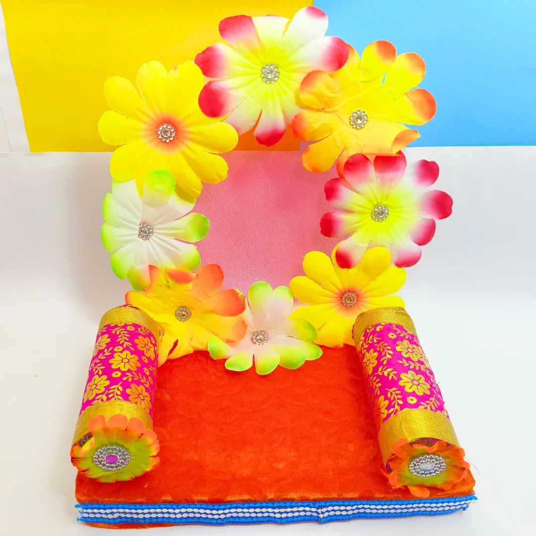 Multicolor Beautiful Eco-Friendly Ganpati Makhars For Decoration 30 by 30cm ( Random Designs ) - 1998