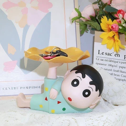 Shinchan Tray Holder  Money Bank Resin Statue Candy Bowl Holder – Cartoon Figurine Decorative Showpiece for Home - 20590