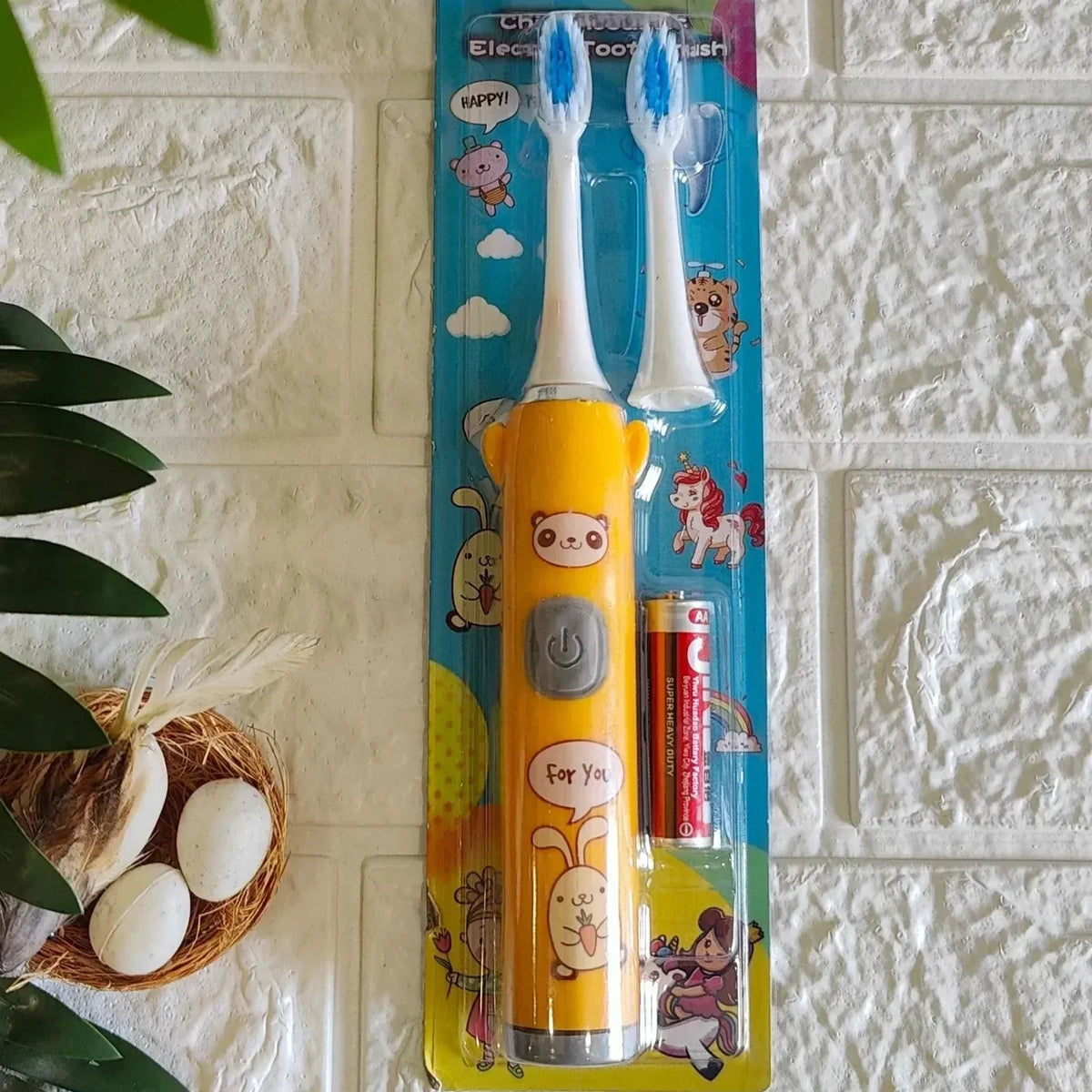 56-2008 Electric Toothbrush with Cartoon Characters, Soft Bristles Electronic Battery Toothbrush For Kids {Multicolor}