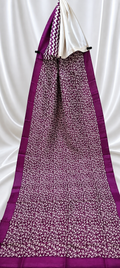 Plum Purple & Ivory 3-Ply Pure Silk Handcrafted Saree with Intricate Abstract Print & Silk Mark