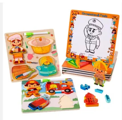 3D Puzzle Model Professional Tool Drawing Board Young Children Education Wooden Puzzle 3-6 Years Old Baby Toy - 020056