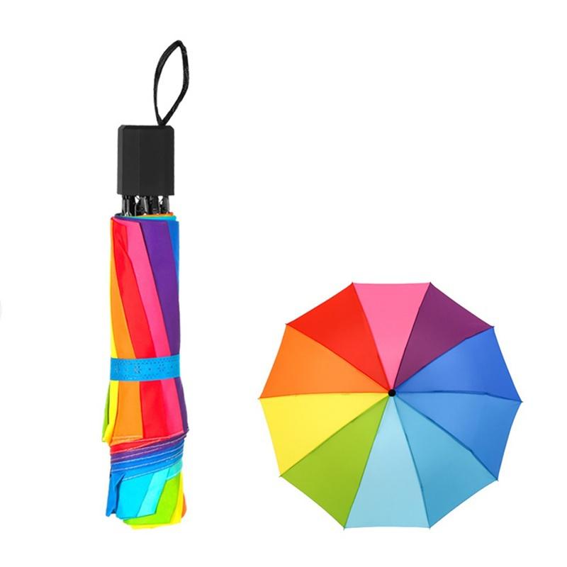 Rainbow Fold Umbrella Women and Men Non-automatic 3 Fold Umbrella Popular Creative Three Folding Adults Children Umbrella - 20718