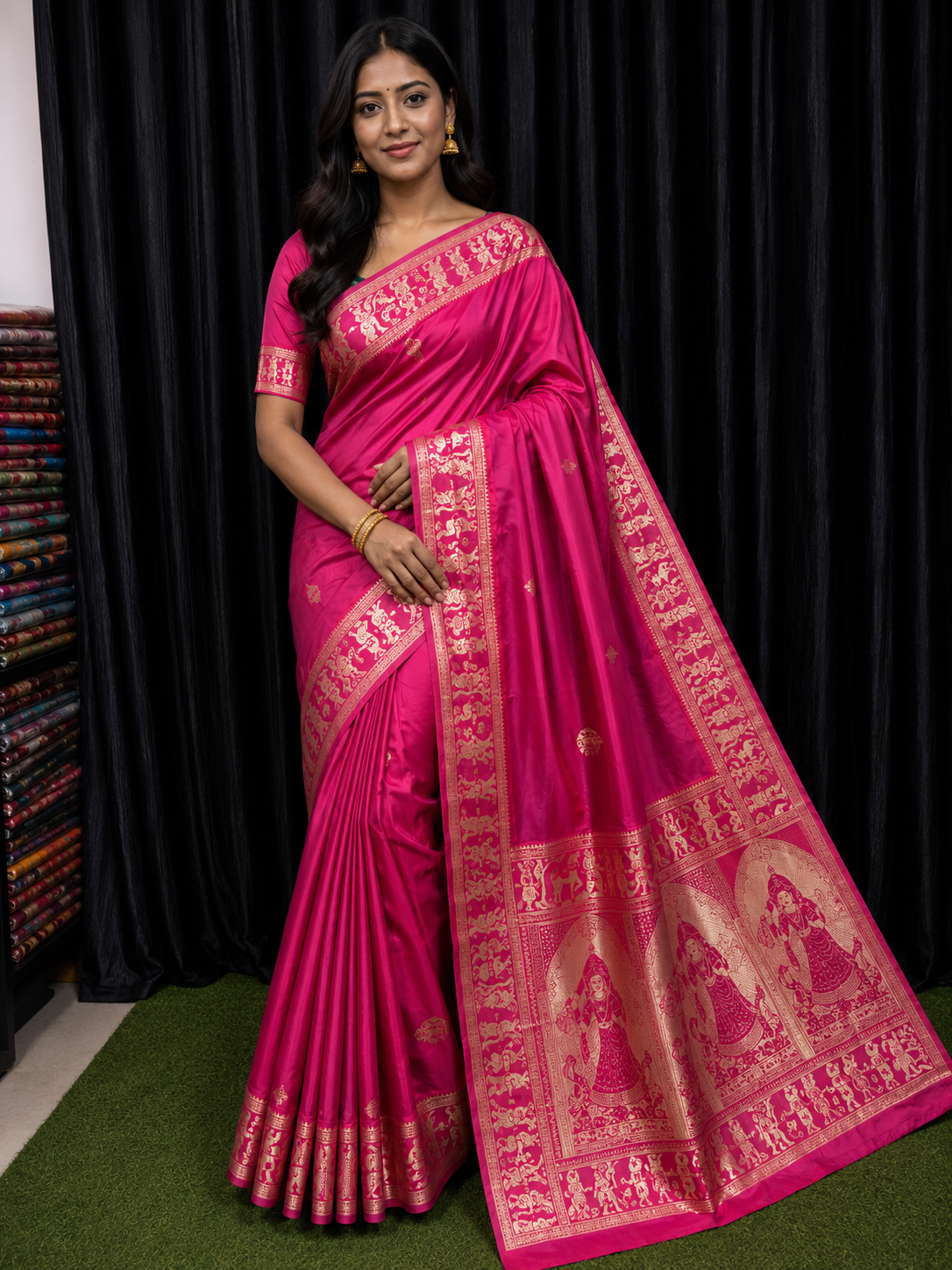 The Magenta Muse – Handcrafted Bishnupuri Silk Saree