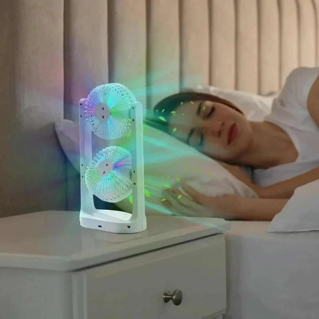 360 Degree Rotation Illuminated Dual Desktop Fan with 3 Speeds - 20177