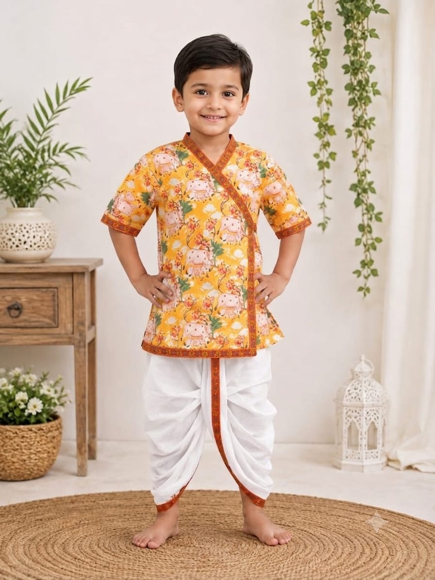 (0-3 Years) Kids Traditional Boys Ethnic Dress Set Multicolour - 21064