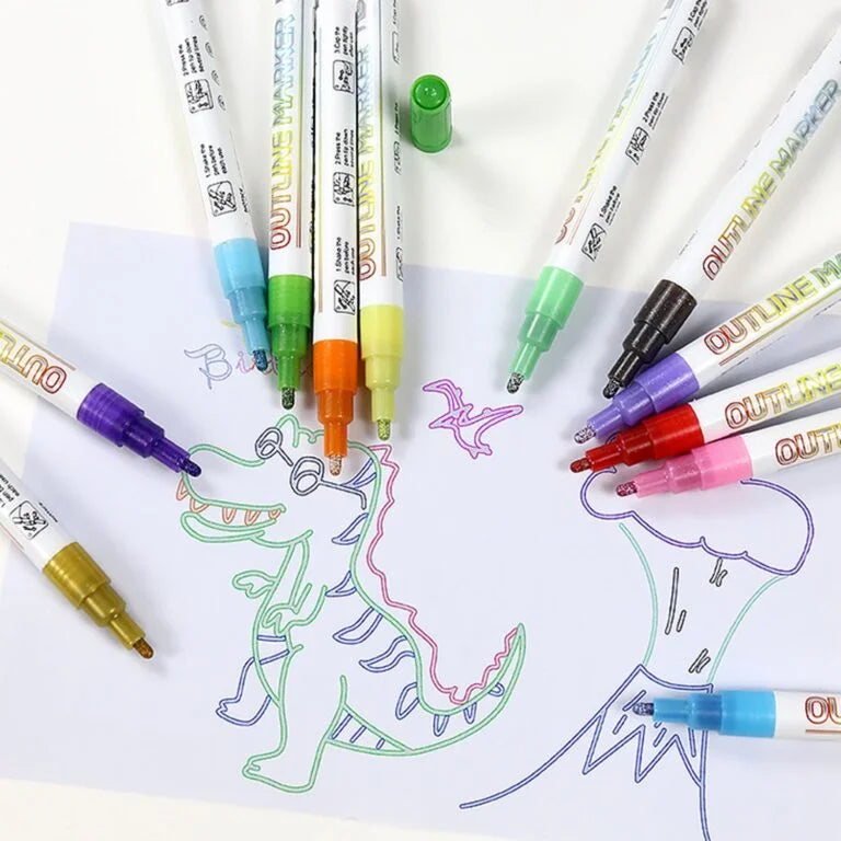 Line Painter Marker 6 Pcs Double-line Contour Marker Pen - 606