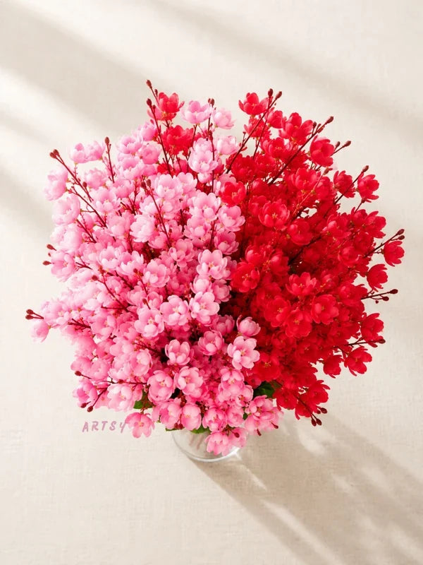 Artificial Flowers Cherry Blossom Flower Bunch (Muticolor) - 21088