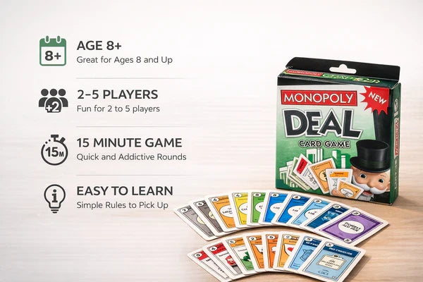 Deal Card Game for Kids and Family, Monopoly Playing Card Game, Travel Card Game - 5251