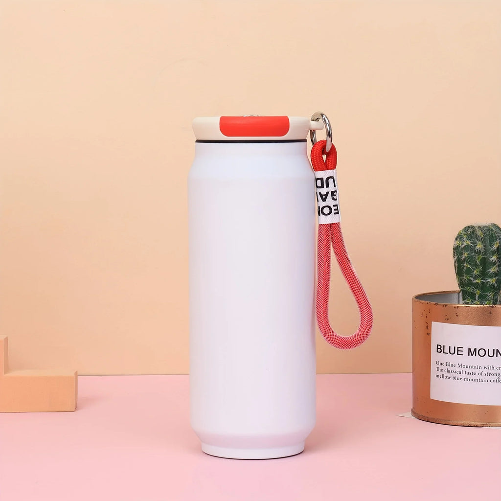 {500 ML} 304 Stainless Steel Vacuum Cup Bottle with Fashion Rope Carrying Loop {Multicolor} - 20527