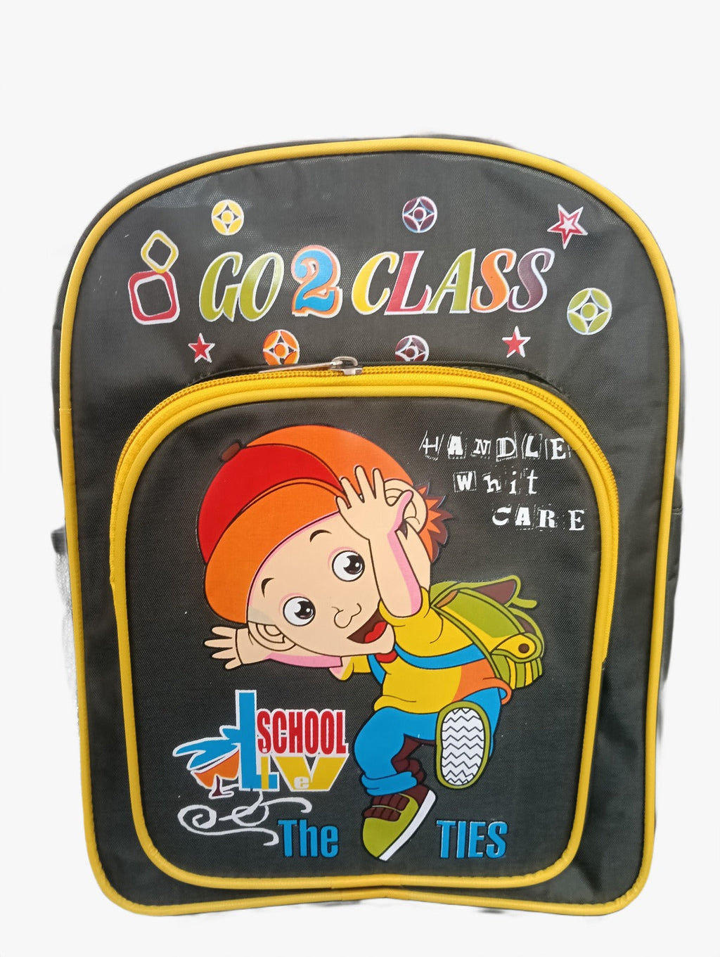 Cartoon Printed Bag for Kids {2 Compartment} Size=36*27*15 Cm {Random Color} - 20411
