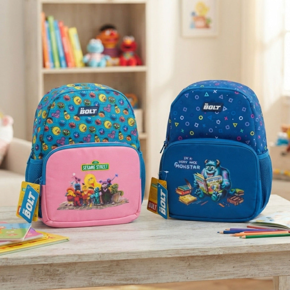 Kids School Bag Backpack with Cartoon Print | 3 Compartments School Bag for Boys & Girls Size=40*29*16 Cm {Random Design} - 20786