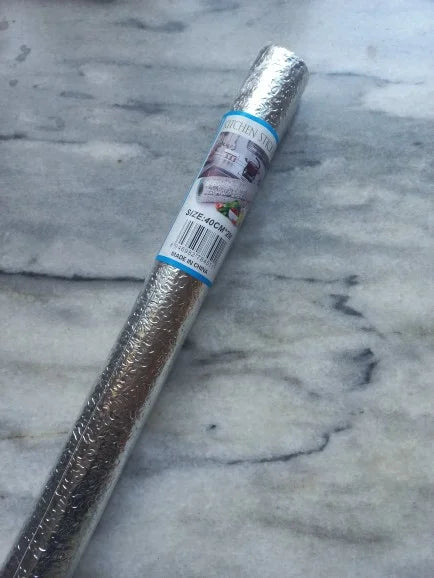 Meters Kitchen Waterproof Self-Adhesive Anti-Mold and Heat Resistant Oil Proof Aluminium Foil Paper Sticker Roll for Kitchen Wall (Silver) - 2589