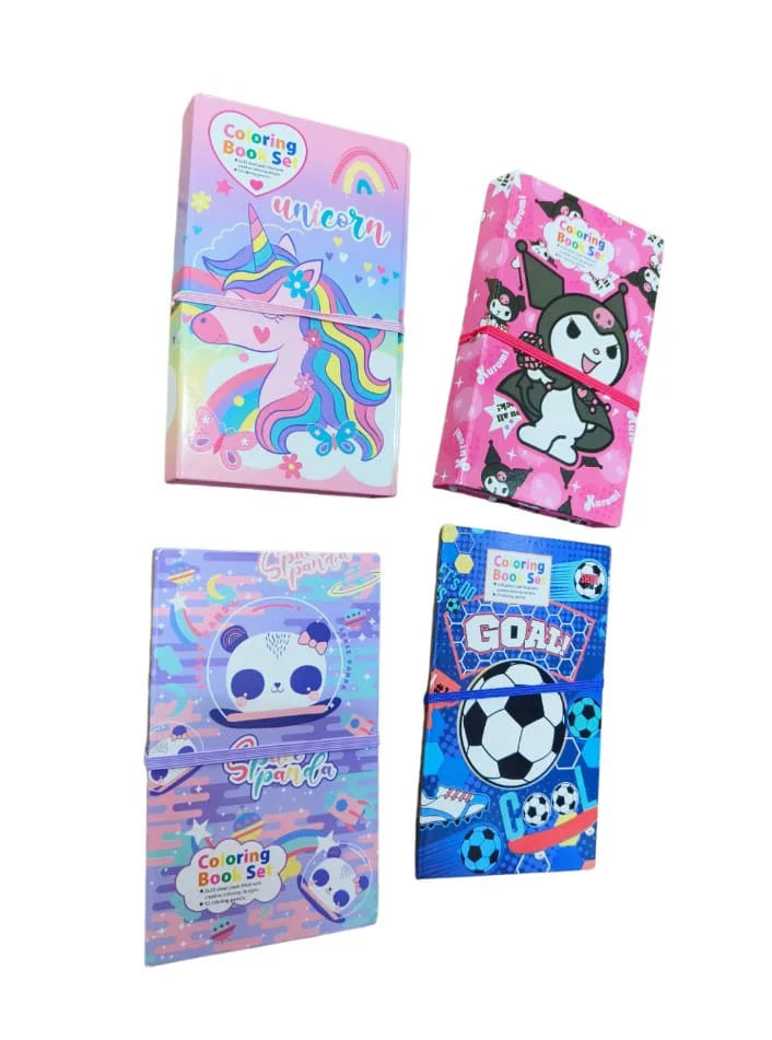 JC-C27003 ( 2 in 1 )Coloring Book Set & Scratch Pad with 8 Dual Color {Random Design}