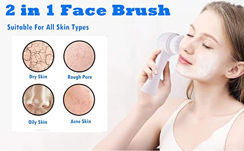 Manual Facial Cleansing brush, 2-in-1 Skin Care face brush, silicone facial scrubber Manual Dual Face Wash Brush for Deep Pore Exfoliation Massaging - 20552