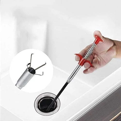 Pipe Dredging Tools Drain Snake Drain Cleaner Sticks Clog Remover Cleaning Tools Household for Kitchen Sink Flexible Four Claws Spring Curve Trash Grabber Picker Hair Catcher (160 Cm) - 10298