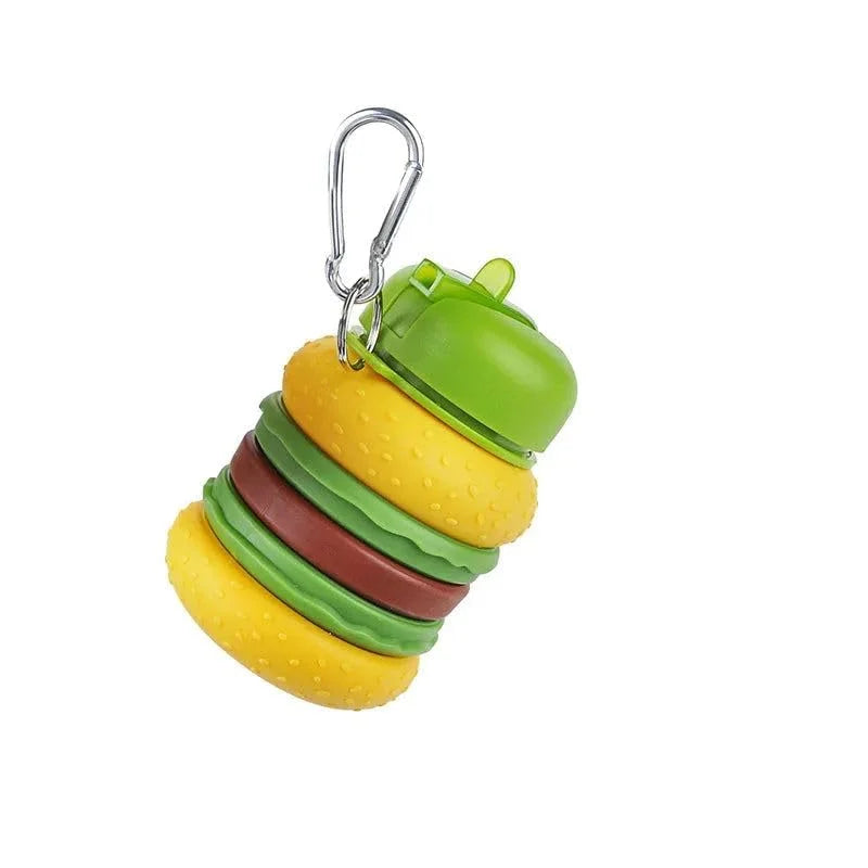Silicone Burger Shape Water Bottle BPA-Free 600 ML Water Bottle for School, Travel ,Trekking, Picnic (Random Design) - 9057