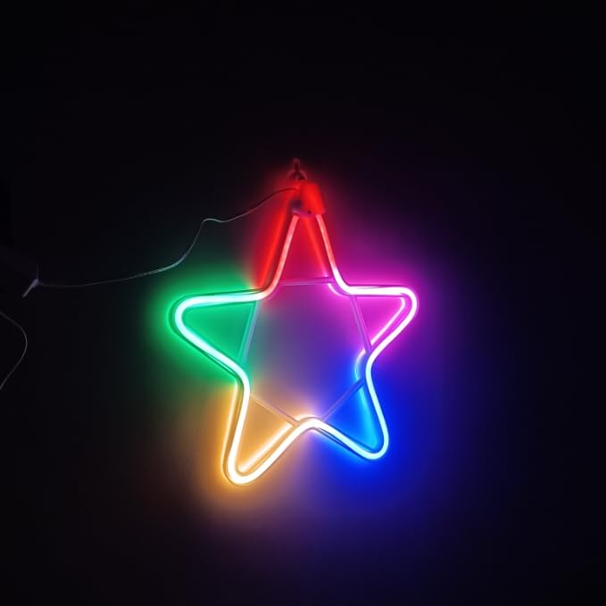 Decorative Neon Light Waterproof Hanging Light For Indoor and Outdoor Decoration with Hanging Hook (Star) - 20902