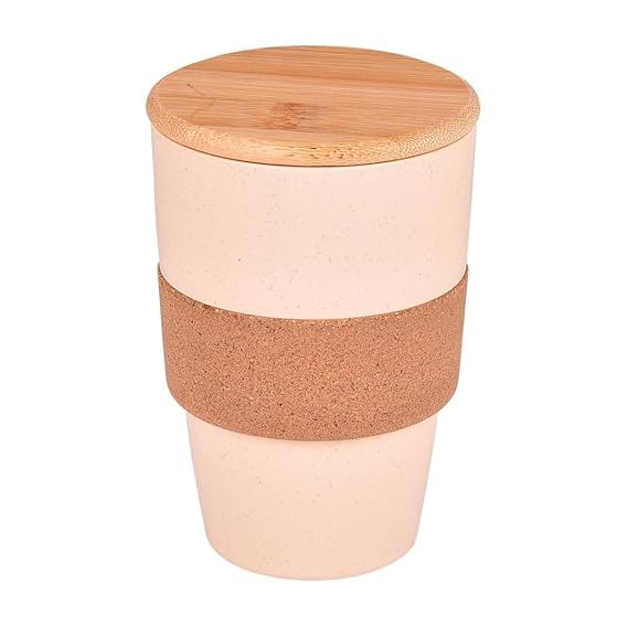 Eco-Friendly Mug, Spill-Proof, Made of Wheat Fiber with Bamboo Lid for Coffee, Tea, Shakes and Cold Drinks (450 ML) - 20868