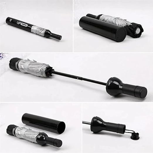 Foldable Wine Bottle Shaped Umbrella, Multi-Colour Design, Compact Travel Size - 10647