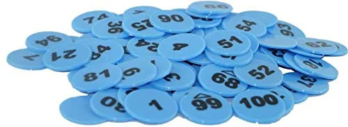Token/Coin | Chips for Board Games and Other uses | Round Shape Plastic 1 to 100 Numeric Token Coins Without Holes {Multicolor} - 20115