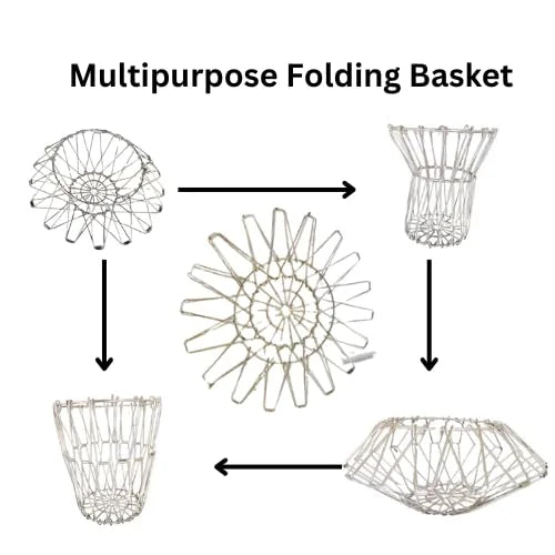 Kitchen Stainless Steel Multipurpose Folding Fruit and Vegetable Basket - 10112