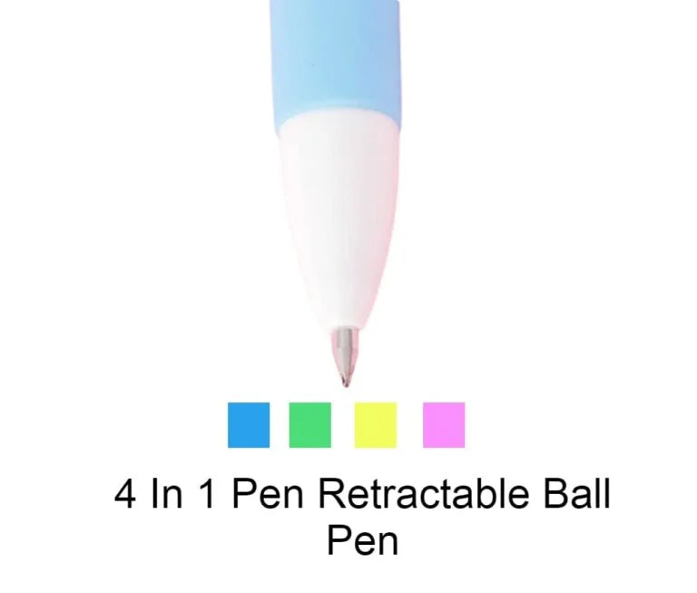 (12 pcs) Cartoon Printed 4 In 1 Ball Pen - 10272