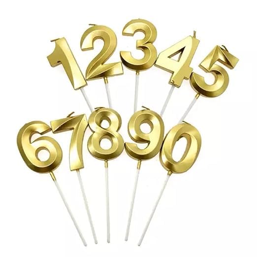 {Pack of 12} Gold Colour Number 4 Birthday Candles cake topper - 21151