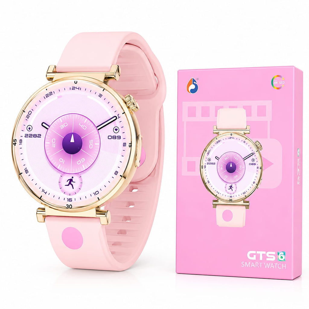 GTS 6 Stylish Smart Watch For both boys and girls  with Soft Silicone Strap – Elegant Round Dial (Random colour) - 21047