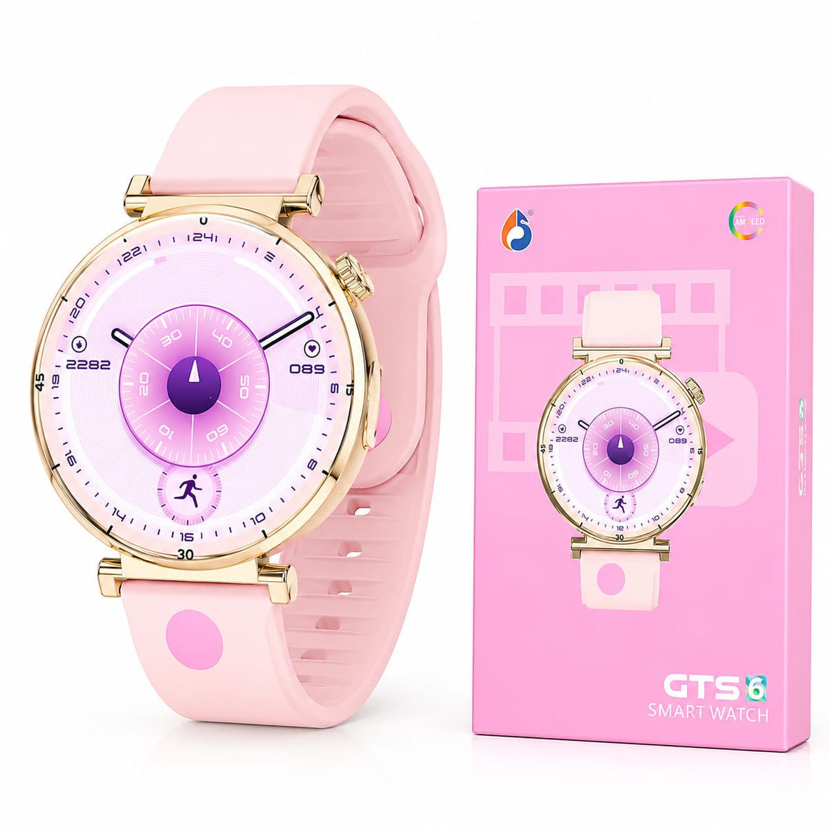 GTS 6 Stylish Smart Watch For both boys and girls  with Soft Silicone Strap – Elegant Round Dial (Random colour) - 21047