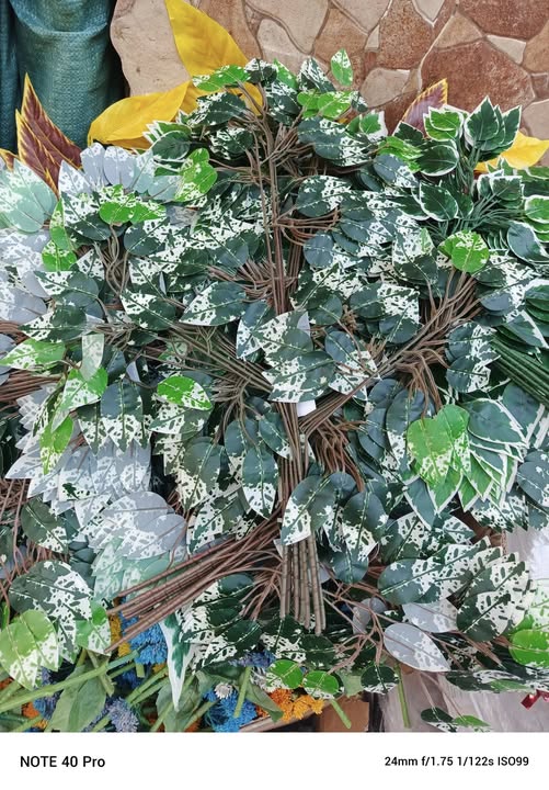 (12 Sticks) Artificial Green Garland Fake Leaf Ficus Plants, Flowers Hanging for Wedding Party Home Garden Kitchen Office Outdoor Greenery Wedding Wall Decoration - 20969