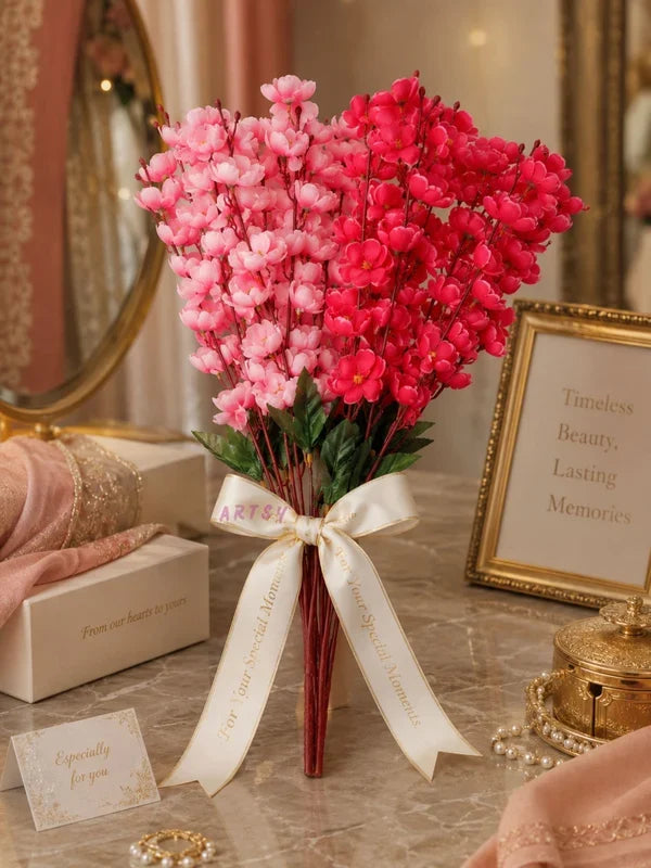Artificial Flowers Cherry Blossom Flower Bunch (Muticolor) - 21088